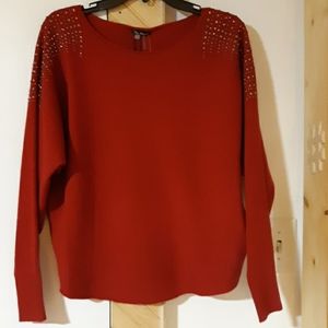 Nwt Vila Milano red with rhinestones pullover S
